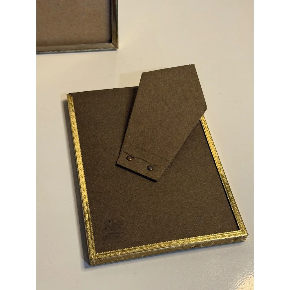 VTG Picture Frame Set 3 Gold Metal‎ Beaded Textured Border Tabletop Home Decor